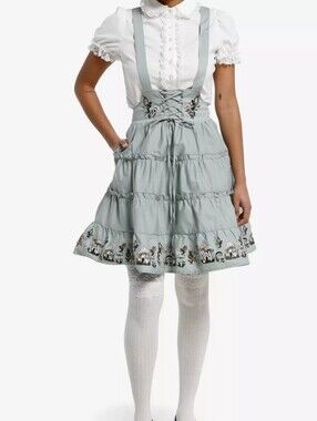 Thorn & Fable Mushroom Tiered Ruffle Skirtall NWT Hot Top Lace Up Milkmaid